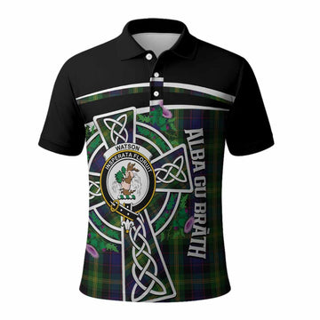 Watson Tartan Crest Polo Shirt Scottish Thistle Celtic Cross Alba Gu Brath