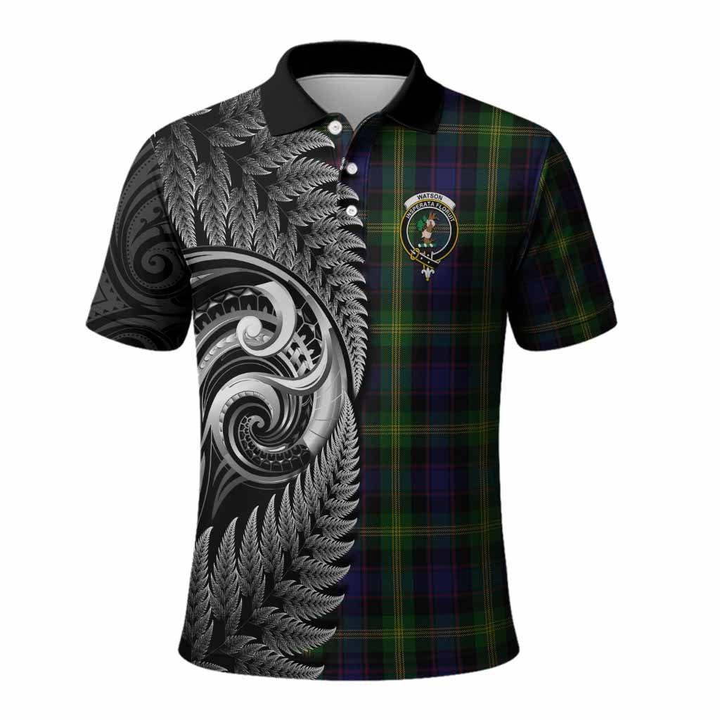Watson Tartan Crest Polo Shirt With New Zealand Silver Fern Maori Koru