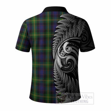 Watson Tartan Crest Polo Shirt With New Zealand Silver Fern Maori Koru