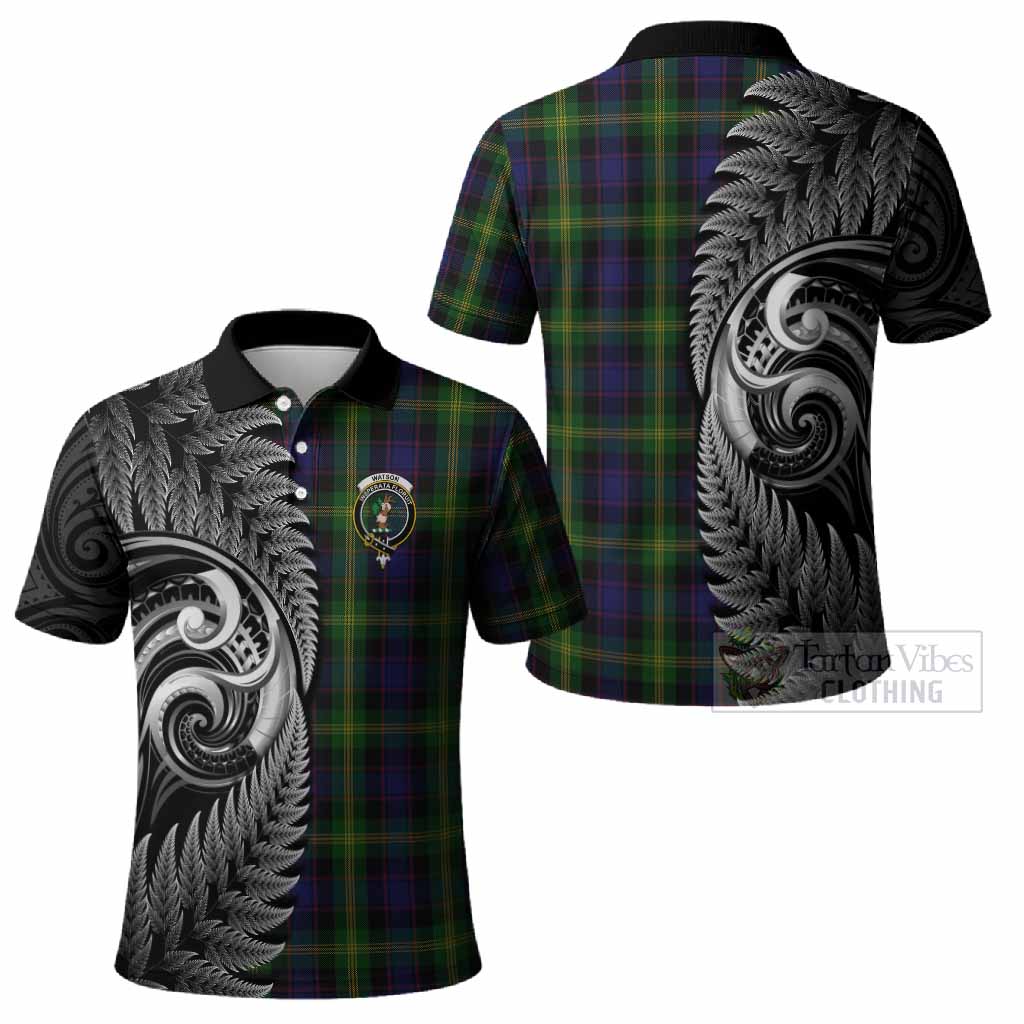 Watson Tartan Crest Polo Shirt With New Zealand Silver Fern Maori Koru