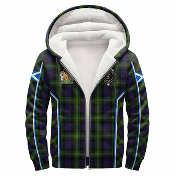 Watson Tartan Crest Sherpa Hoodie Scotland Coat of Arm Flag Style