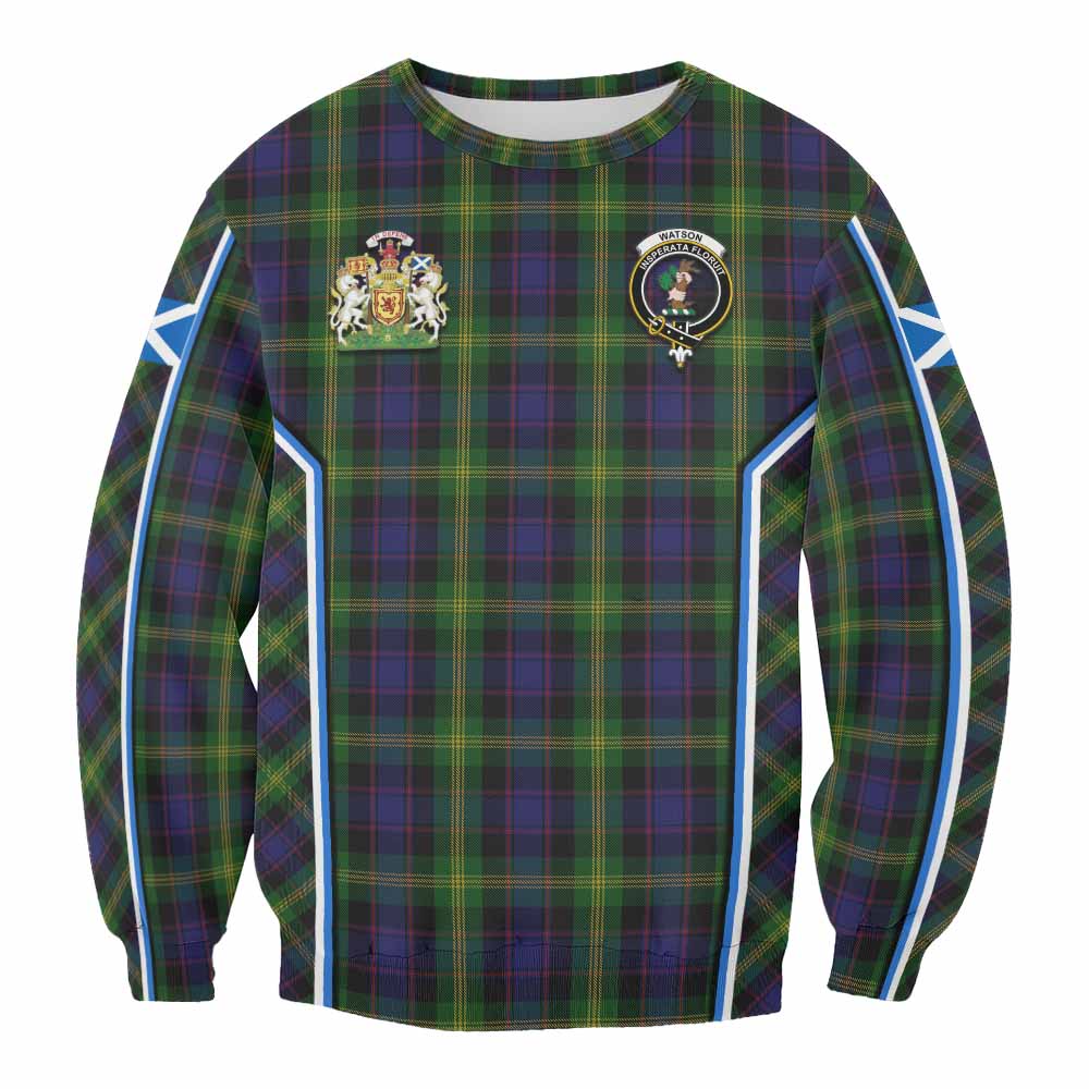 Watson Tartan Crest Sweatshirt Scotland Coat of Arm Flag Style - Tartan Vibes Clothing