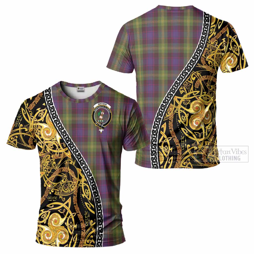 Watson Tartan Crest T-Shirt Celtic Knot and Triple Trickle Spiral Symbols