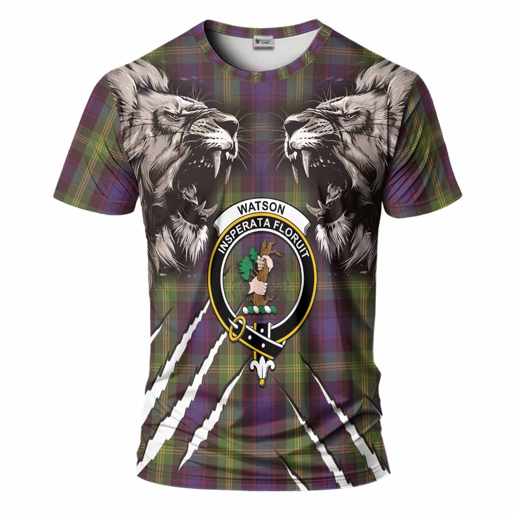 Watson Tartan Crest T-Shirt Ferocious Lion Style