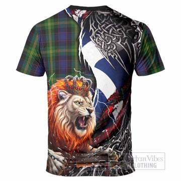 Watson Tartan Crest T-Shirt Heritage Flag Grunge Celtic Knot and Lion Rampant