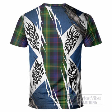 Watson Tartan Crest T-Shirt Scotland Flag Ripped Tribal Design