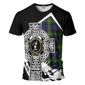 Watson Tartan Crest T-Shirt Scottish Celtic Cross Heritage
