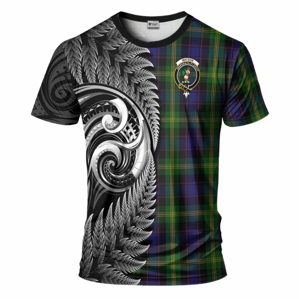 Watson Tartan Crest T-Shirt With New Zealand Silver Fern Maori Koru