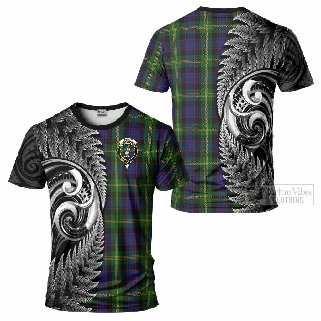 Watson Tartan Crest T-Shirt With New Zealand Silver Fern Maori Koru