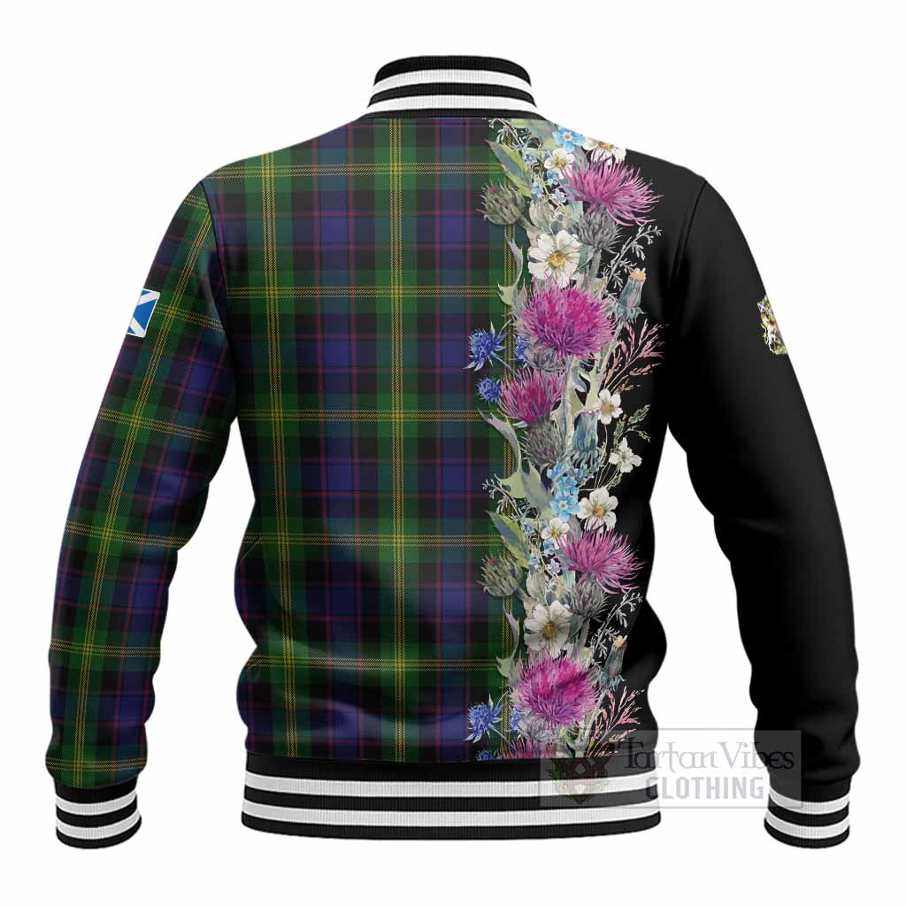 Watson Tartan Crest Thistle Floral Baseball Jacket - Tartan Vibes Clothing