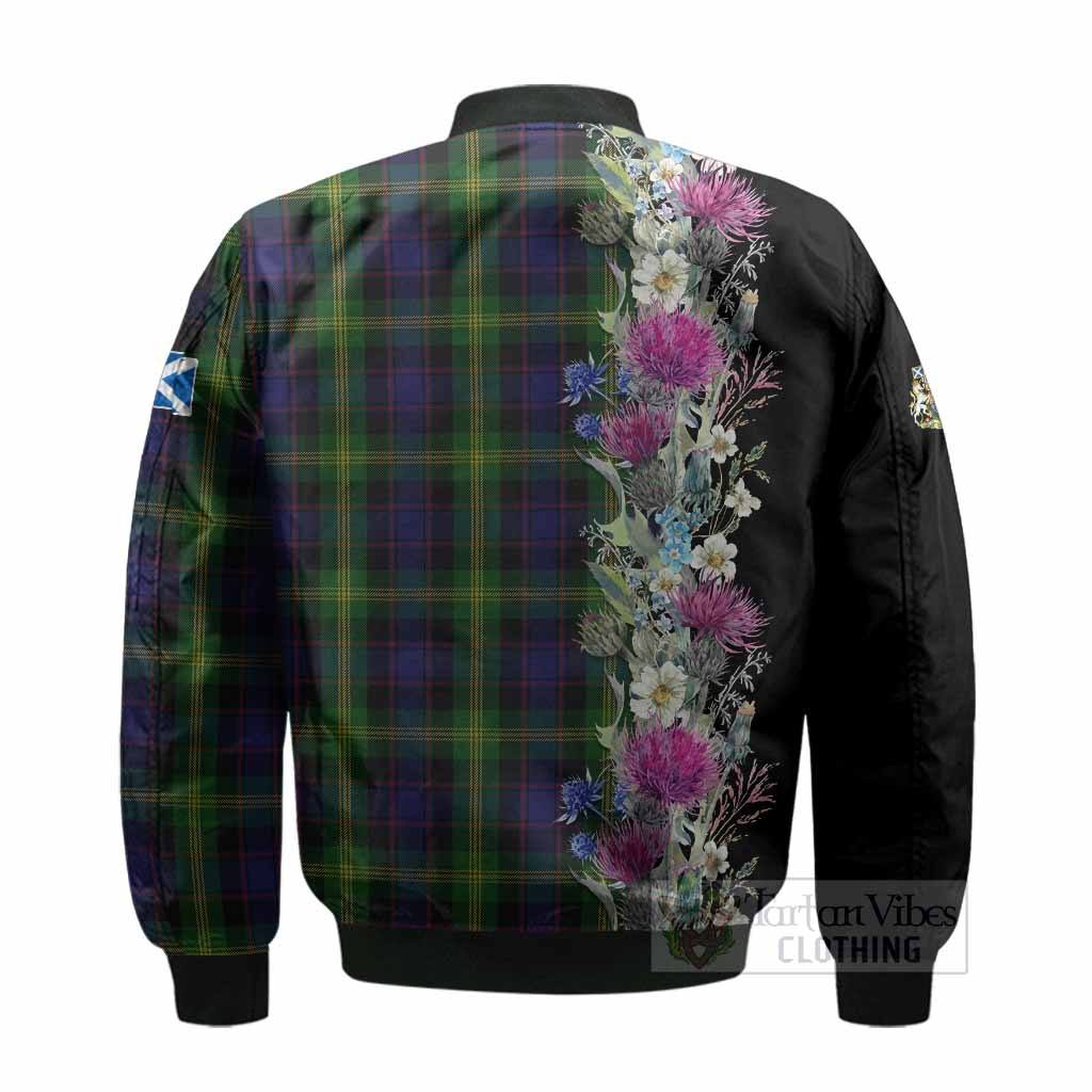 Watson Tartan Crest Thistle Floral Bomber Jacket - Tartan Vibes Clothing