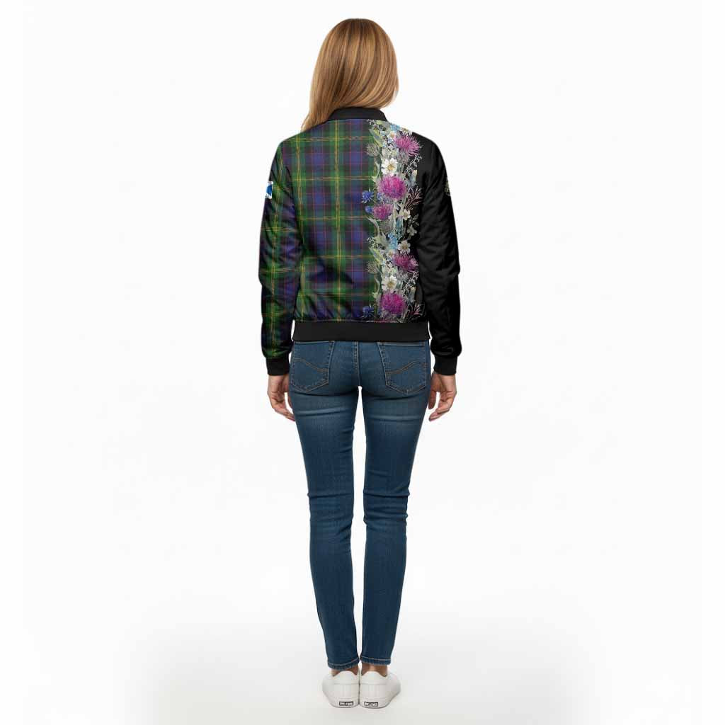 Watson Tartan Crest Thistle Floral Bomber Jacket - Tartan Vibes Clothing