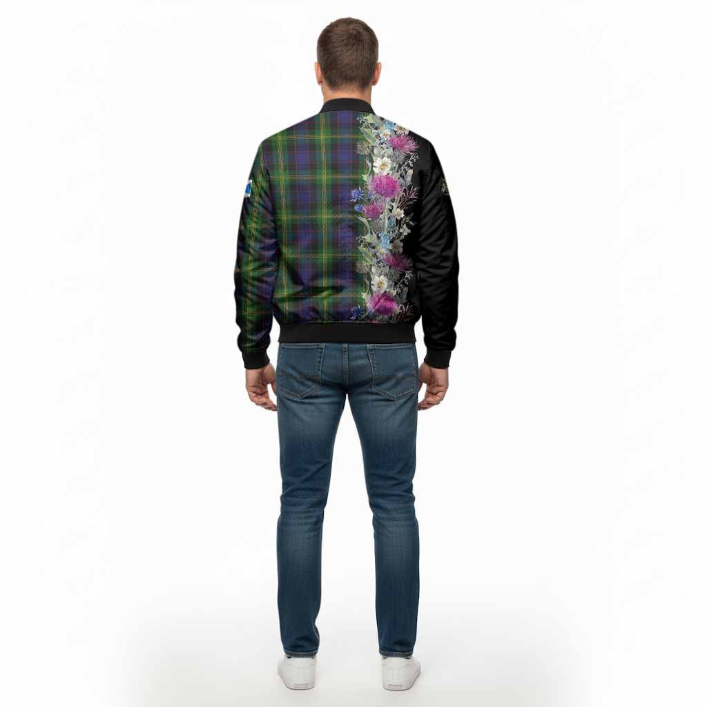 Watson Tartan Crest Thistle Floral Bomber Jacket - Tartan Vibes Clothing