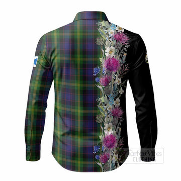 Watson Tartan Crest Thistle Floral Long Sleeve Button Shirts - Tartan Vibes Clothing