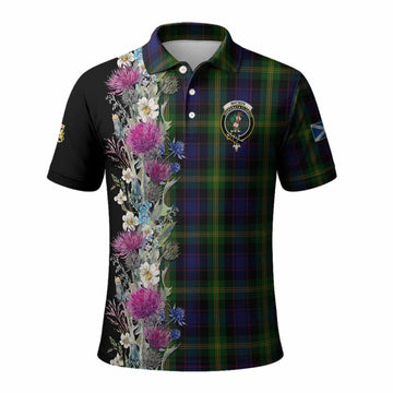 Watson Tartan Crest Thistle Floral Polo Shirt Kid - Tartan Vibes Clothing