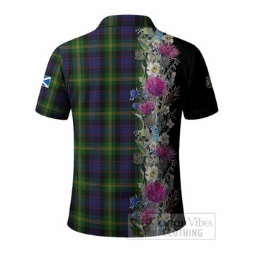 Watson Tartan Crest Thistle Floral Polo Shirt - Tartan Vibes Clothing