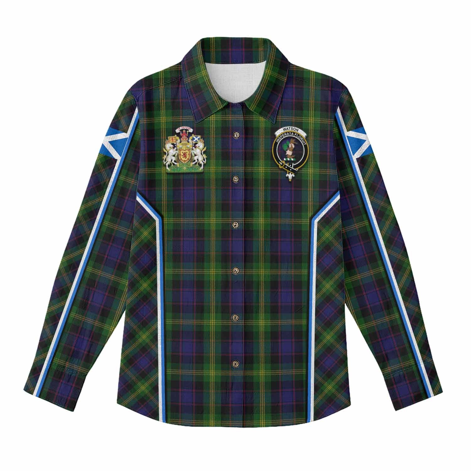 Watson Tartan Crest Women Casual Shirt Scotland Coat of Arm Flag Style - Tartan Vibes Clothing