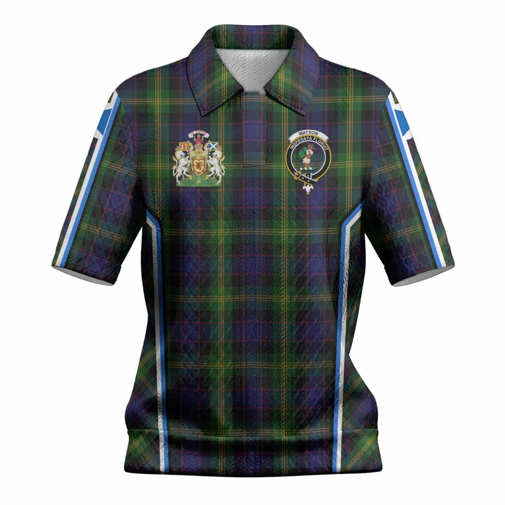 Watson Tartan Crest Women’s Polo Sweater Top Scotland Coat of Arm Flag Style