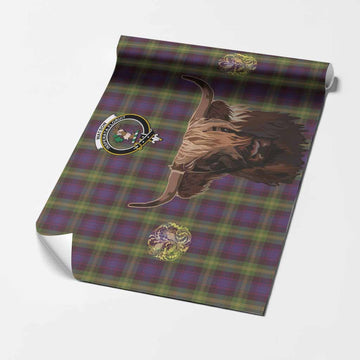 Watson Tartan Crest Wrapping Paper Scotland Heilan Coo Tartan Seamless Style