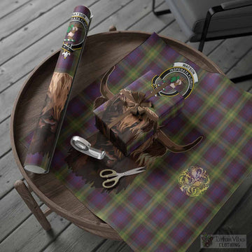 Watson Tartan Crest Wrapping Paper Scotland Heilan Coo Tartan Seamless Style