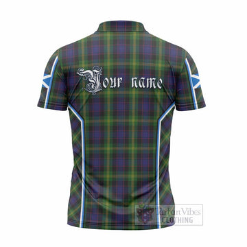 Watson Tartan Crest Zipper Polo Shirt Scotland Coat of Arm Flag Style