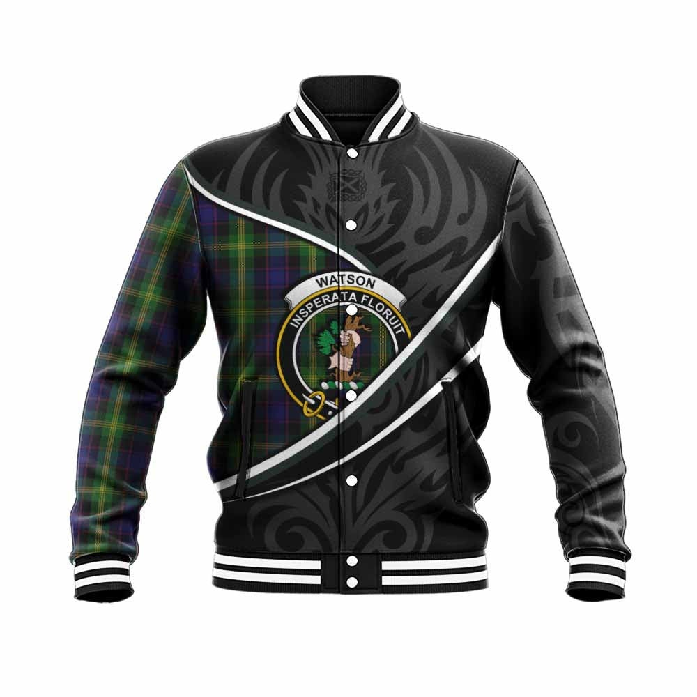 Watson Tartan Family Crest Baseball Jacket Celtic Scottish Thistle Floral - Tartan Vibes Clothing