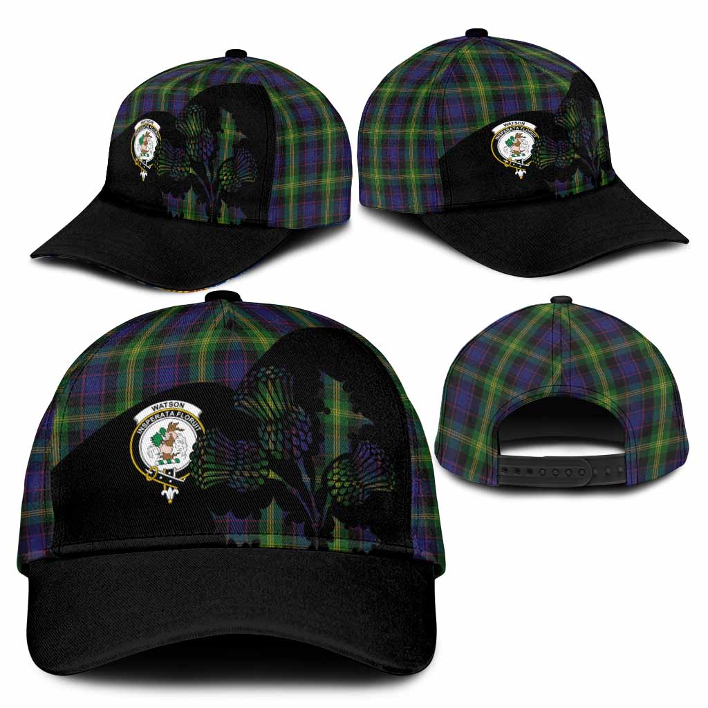 Watson Tartan Family Crest Classic Cap Scotland Thistle Floral Flag Style