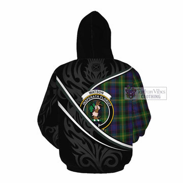 Watson Tartan Family Crest Cotton Hoodie Celtic Scottish Thistle Floral
