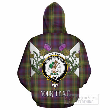 Watson Tartan Family Crest Cotton Hoodie Scottish Burns Night Thistle Floral