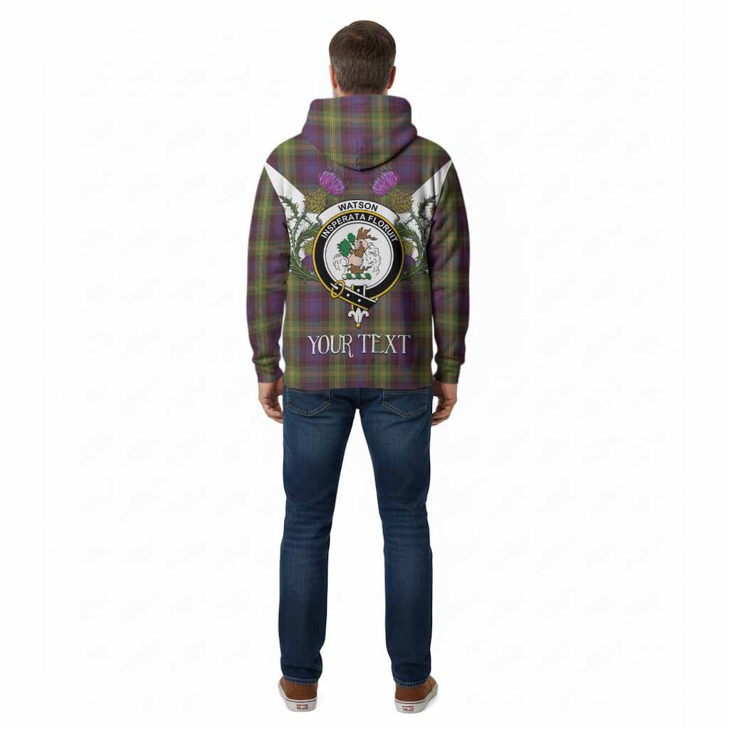 Watson Tartan Family Crest Cotton Hoodie Scottish Burns Night Thistle Floral