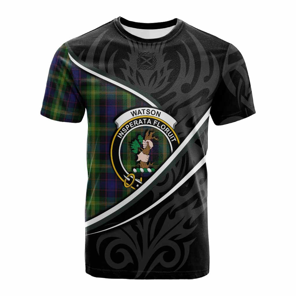 Watson Tartan Family Crest Cotton T-shirt Celtic Scottish Thistle Floral - Tartan Vibes Clothing