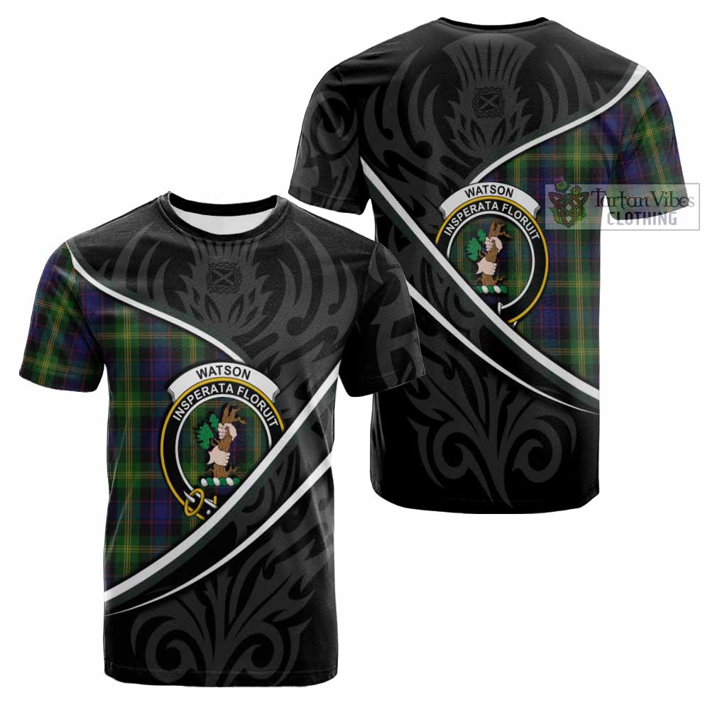 Watson Tartan Family Crest Cotton T-shirt Celtic Scottish Thistle Floral - Tartan Vibes Clothing