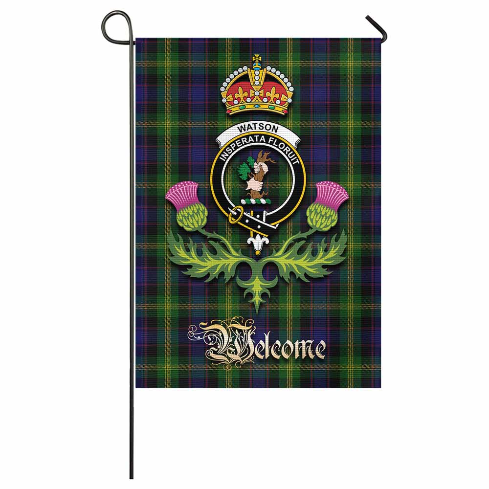 Watson Tartan Family Crest Garden Flag Royal Thistle Welcome Style - Tartan Vibes Clothing