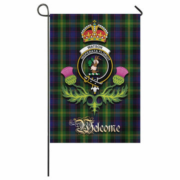 Watson Tartan Family Crest Garden Flag Royal Thistle Welcome Style