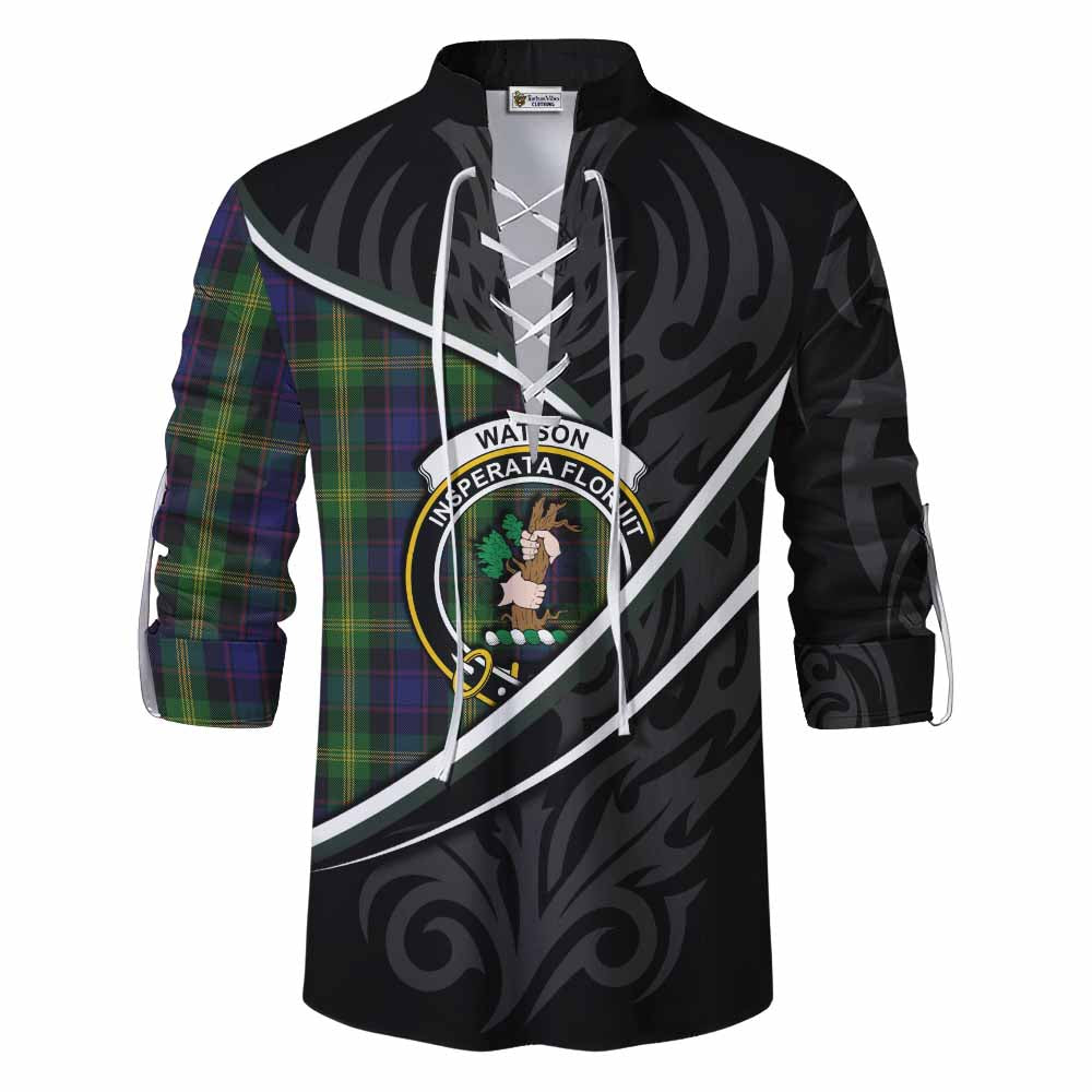 Watson Tartan Family Crest Ghillie Kilt Shirt Celtic Scottish Thistle Floral - Tartan Vibes Clothing