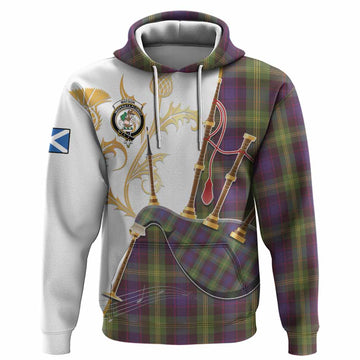 Watson Tartan Family Crest Hoodie Bagpipes with Scottish Thistle