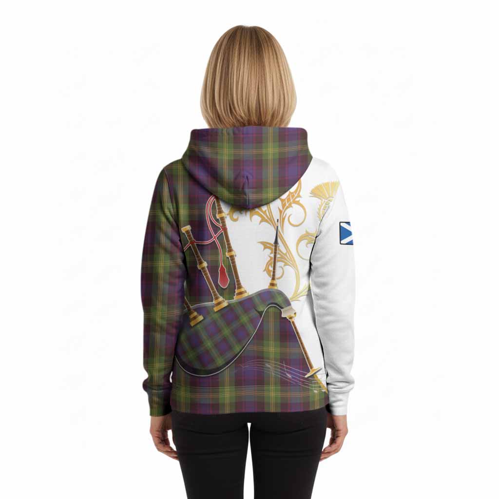 Watson Tartan Family Crest Hoodie Bagpipes with Scottish Thistle