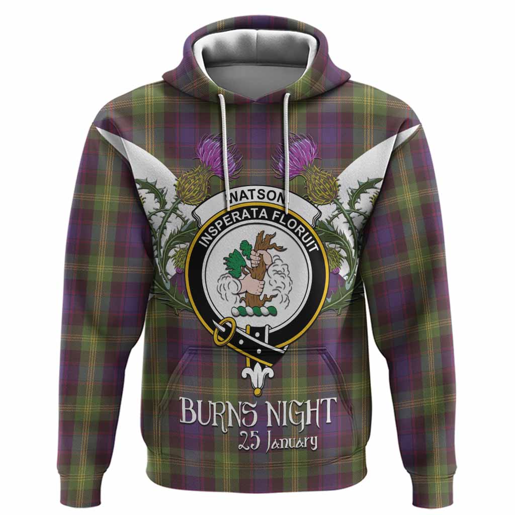 Watson Tartan Family Crest Hoodie Scottish Burns Night Thistle Floral
