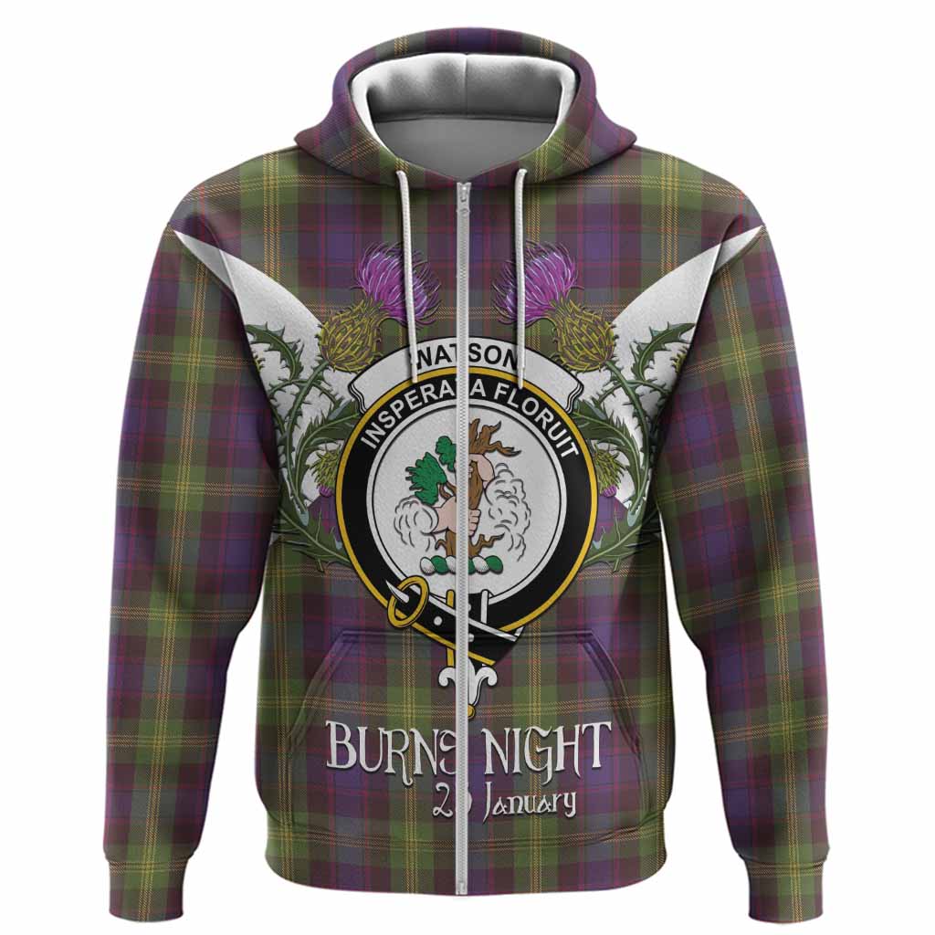 Watson Tartan Family Crest Hoodie Scottish Burns Night Thistle Floral