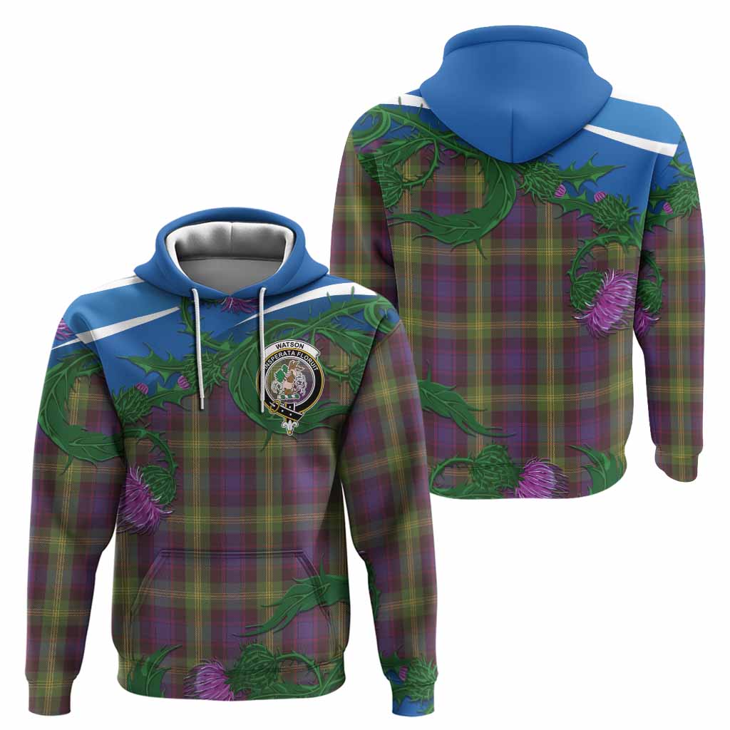 Watson Tartan Family Crest Hoodie Thistle in Minimalism