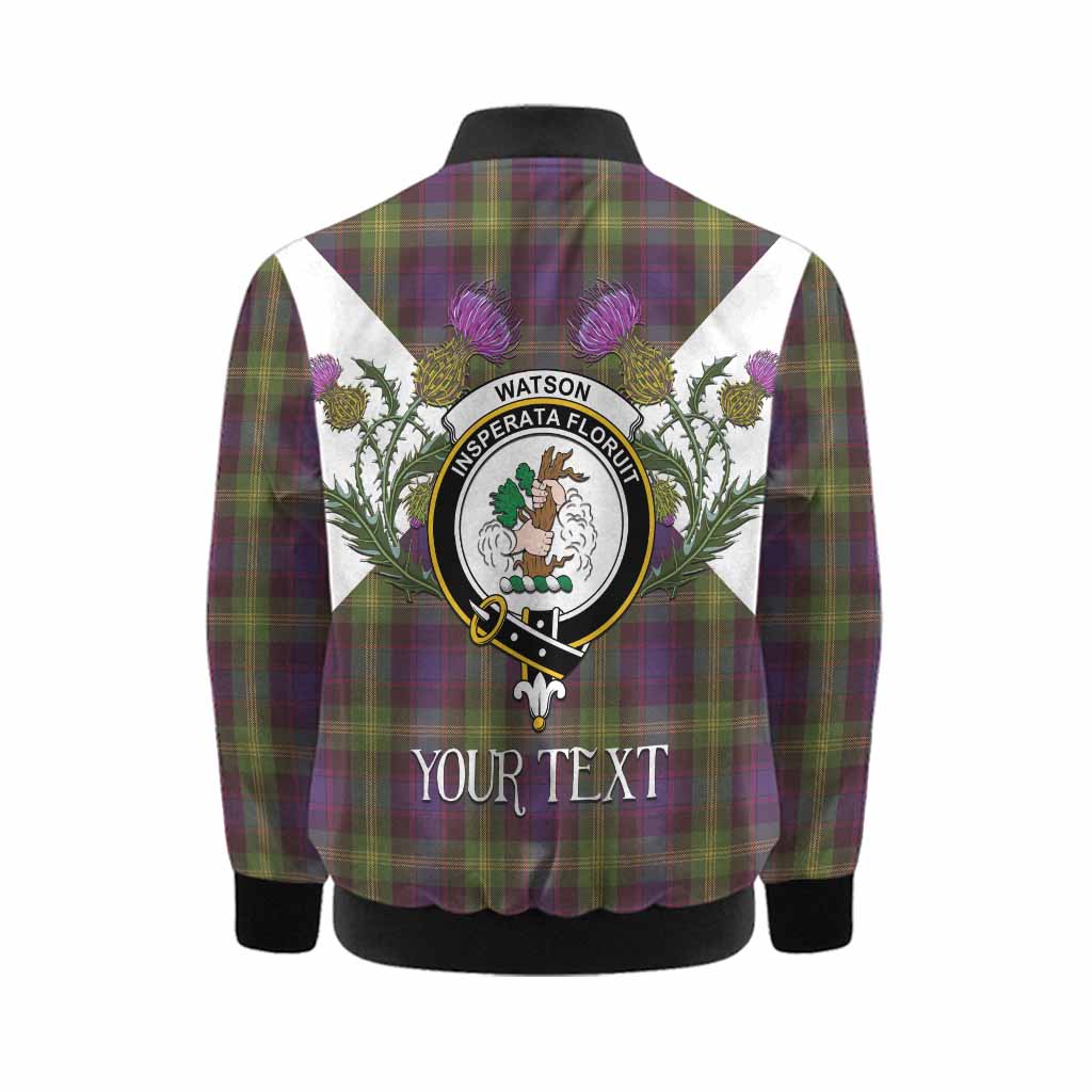 Watson Tartan Family Crest Kid Bomber Jacket Scottish Burns Night Thistle Floral