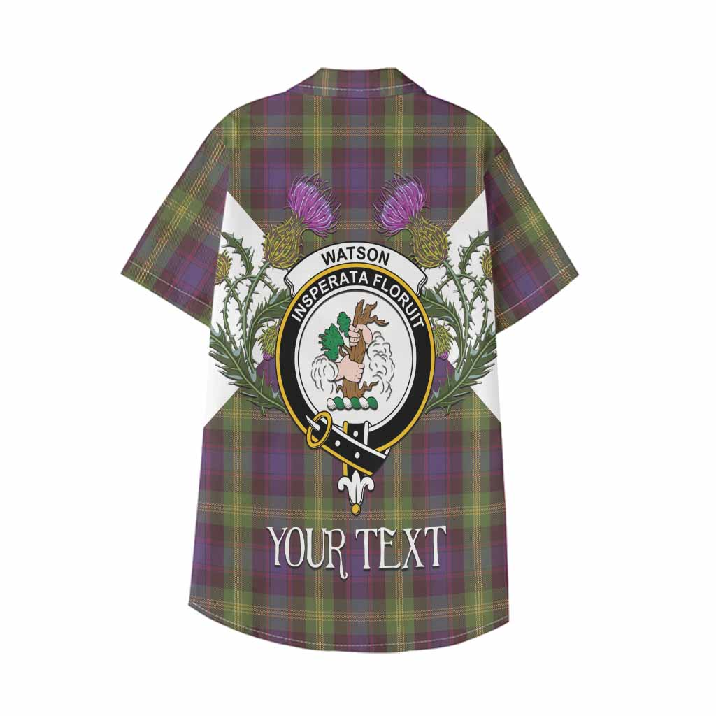 Watson Tartan Family Crest Kid Hawaiian Shirt Scottish Burns Night Thistle Floral
