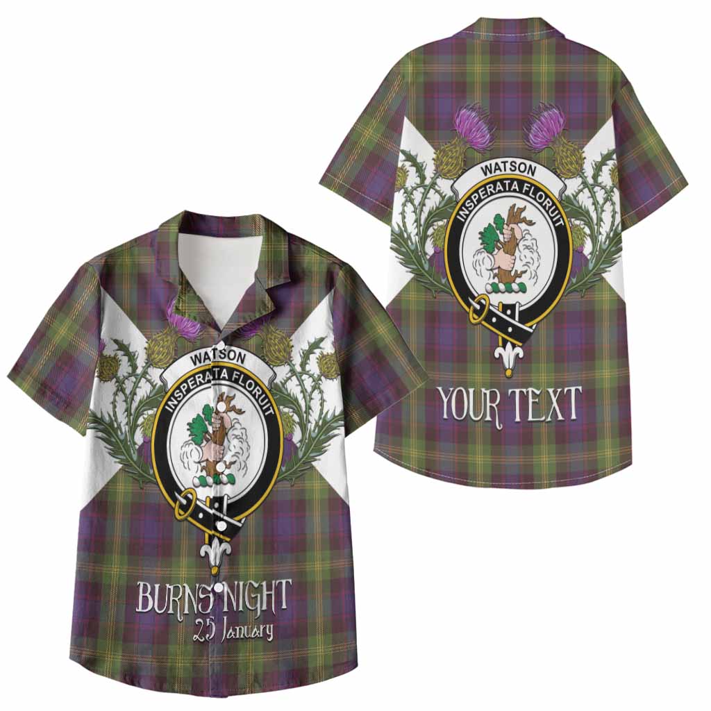 Watson Tartan Family Crest Kid Hawaiian Shirt Scottish Burns Night Thistle Floral