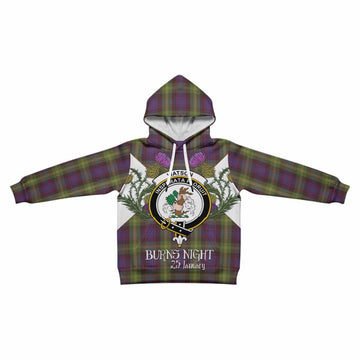 Watson Tartan Family Crest Kid Hoodie Scottish Burns Night Thistle Floral
