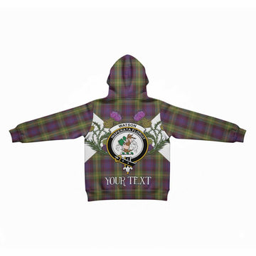 Watson Tartan Family Crest Kid Hoodie Scottish Burns Night Thistle Floral