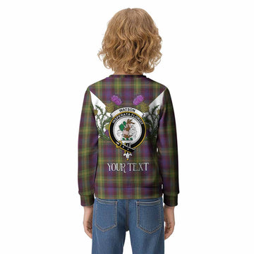 Watson Tartan Family Crest Kid Knitted Sweatshirt Scottish Burns Night Thistle Floral