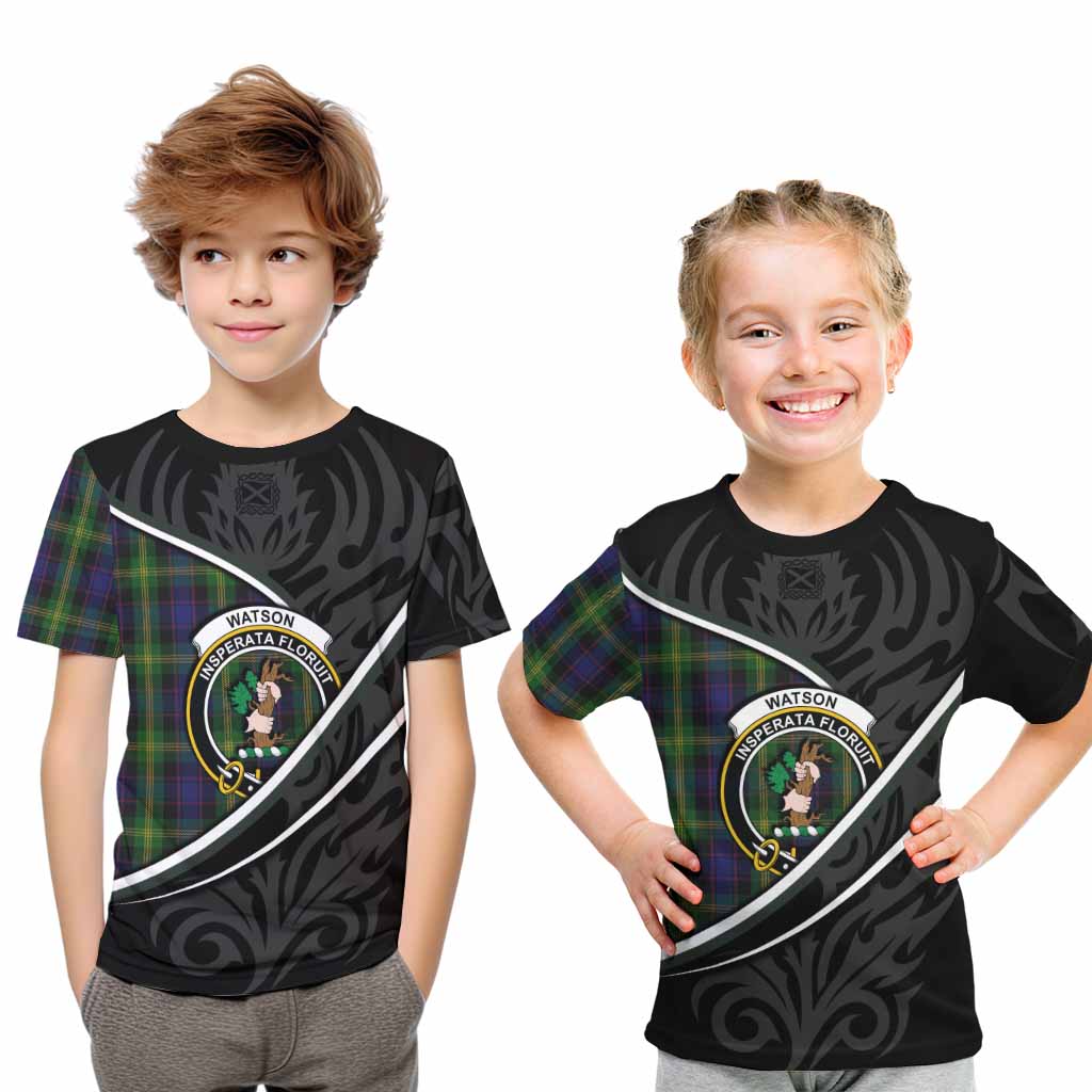 Watson Tartan Family Crest Kid T-shirt Celtic Scottish Thistle Floral - Tartan Vibes Clothing