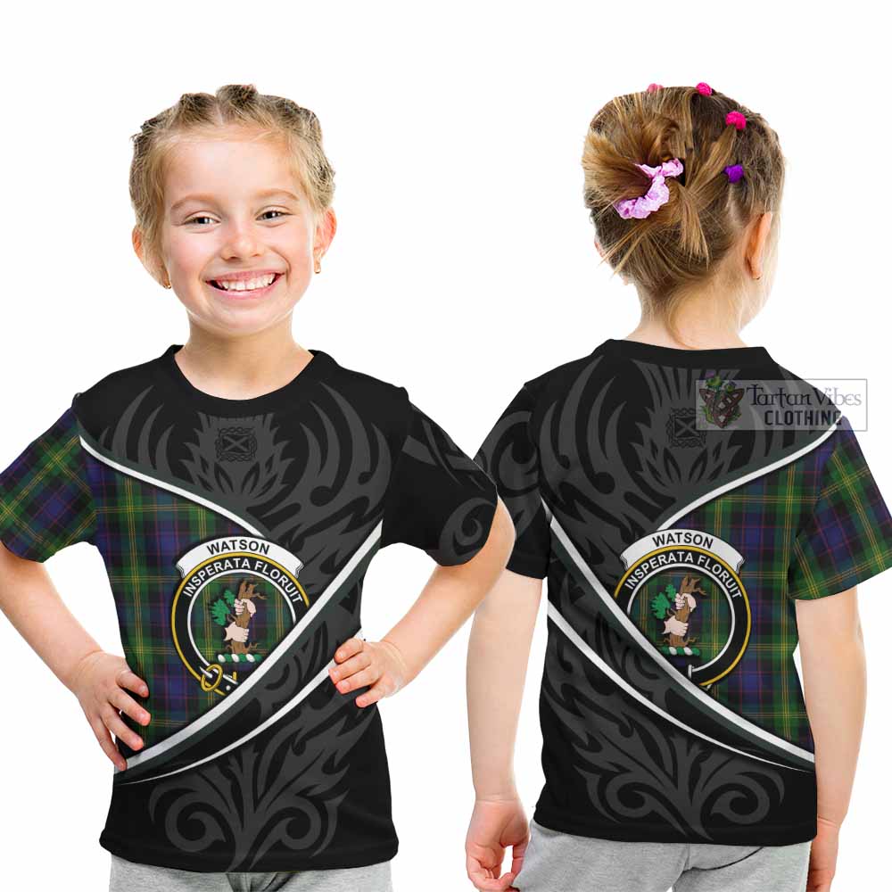 Watson Tartan Family Crest Kid T-shirt Celtic Scottish Thistle Floral - Tartan Vibes Clothing