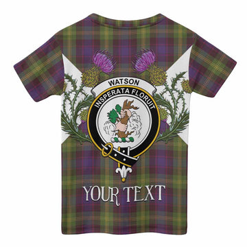 Watson Tartan Family Crest Kid T-shirt Scottish Burns Night Thistle Floral