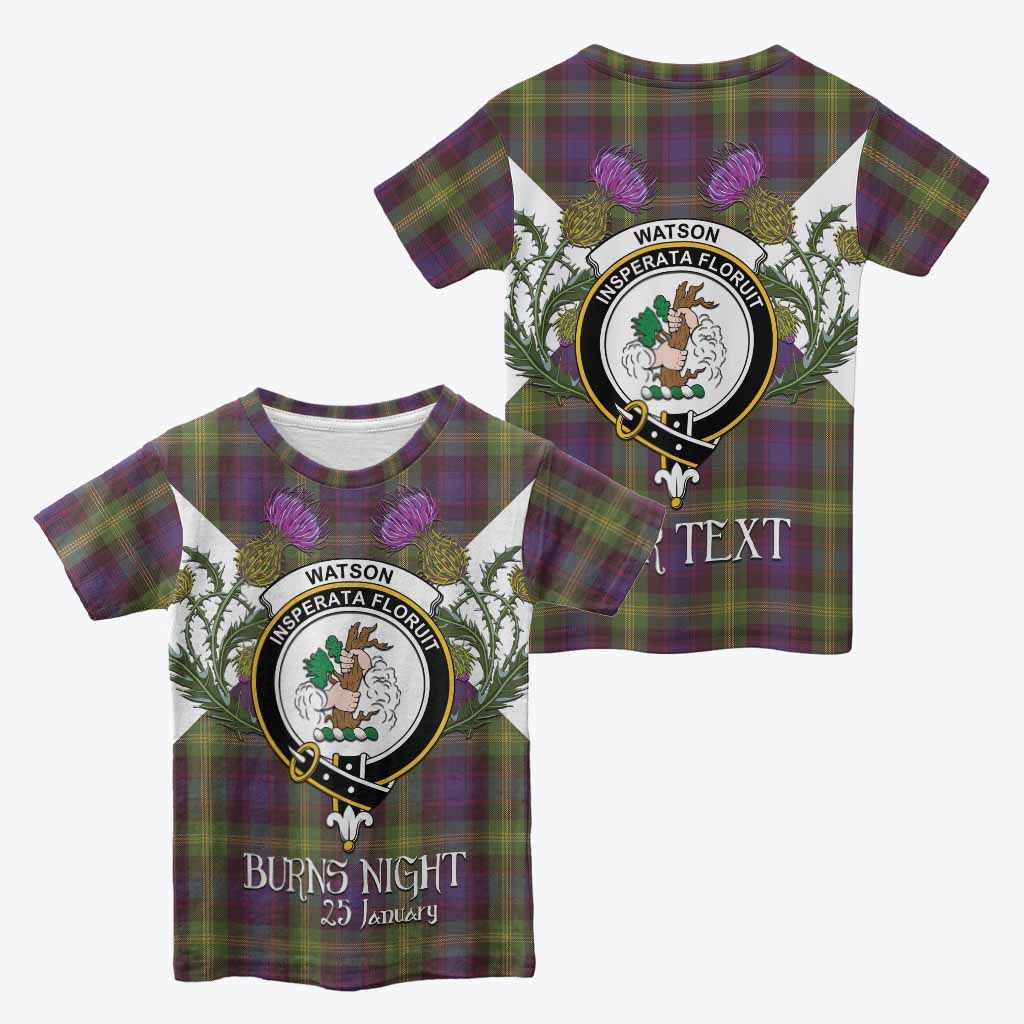 Watson Tartan Family Crest Kid T-shirt Scottish Burns Night Thistle Floral